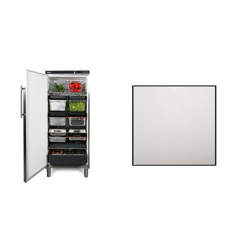  Rieber Réfrigérateur de stockage en acier inoxydable | 583 litres | Convient pour 1/1GN | 75x75x(H)187/193 cm | Porte tournant à gauche ou à droite 