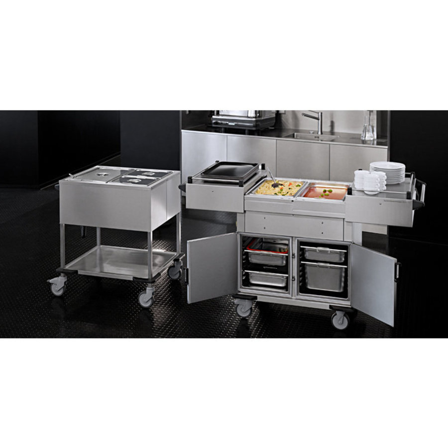 Food Transport Trolley | Heated Cabinet | Extra Warming Trays Above