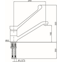 Robinet mitigeur coude fonctionnement 30 litres/min.