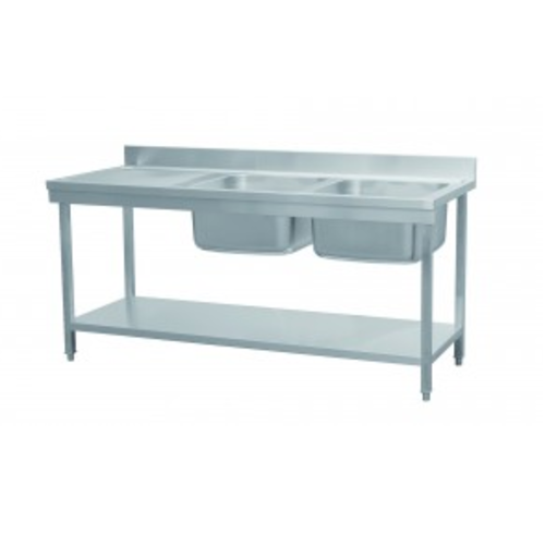  Combisteel Étagère de base d'évier en acier inoxydable | 180x70x90 cm | 65 kg 