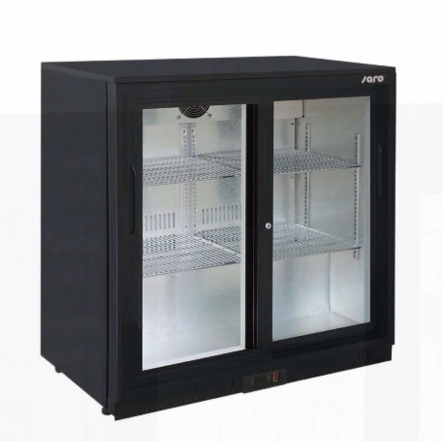 Bar fridge | 2 Glass Doors | Black | 198L
