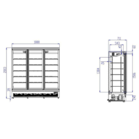 Koelkast 3 Glazen Deuren |188x71x199,7(h) cm