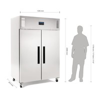 Congélateur 2 portes | acier inoxydable | 1200 litres | Convient pour GN 2/1