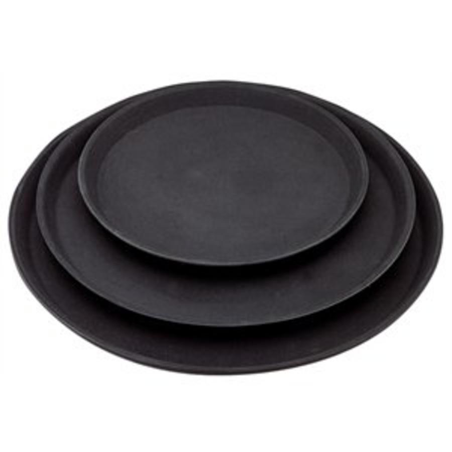Non-slip Tray Black Round | Plastic | 3 Sizes