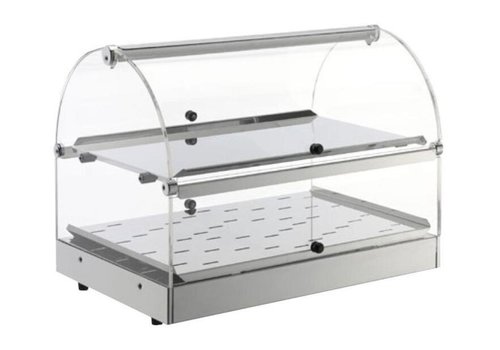  HorecaTraders Hot display case stainless steel 2 levels - opening on both sides - 50x35x (h) 38 cm 