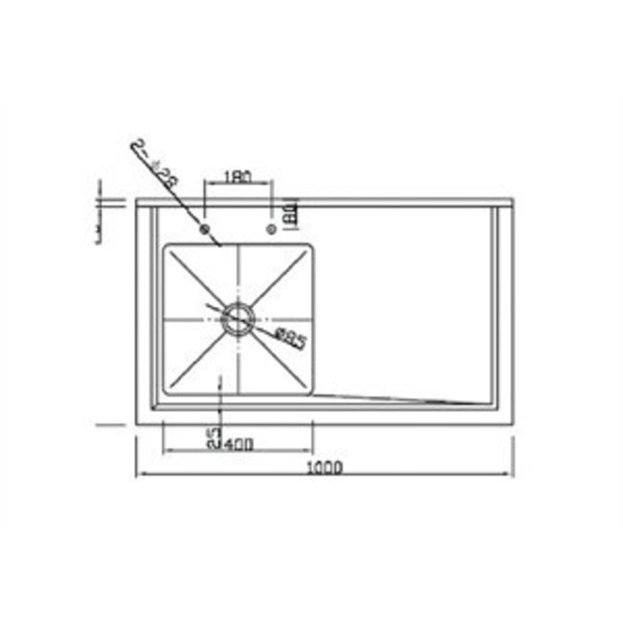 Spoeltafel RVS | 2 Bakken Rechts | 150x60x90 cm