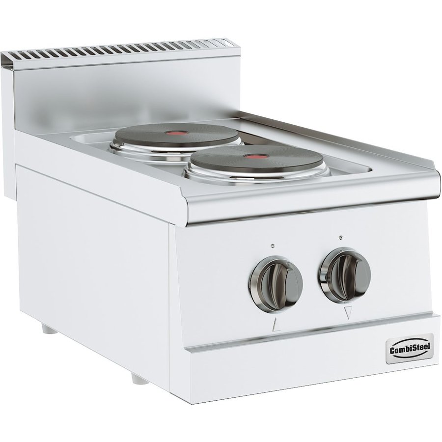 Plaque de cuisson électrique | acier inoxydable | 2 fosses