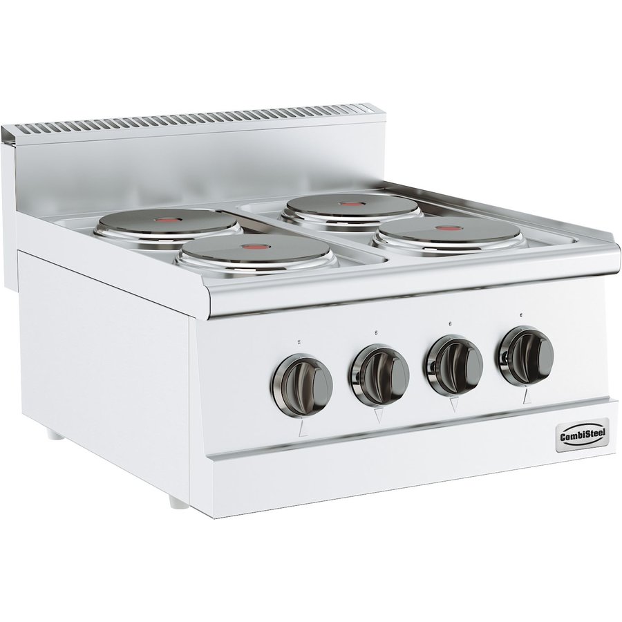 Plaque de cuisson électrique | acier inoxydable | 4 fosses
