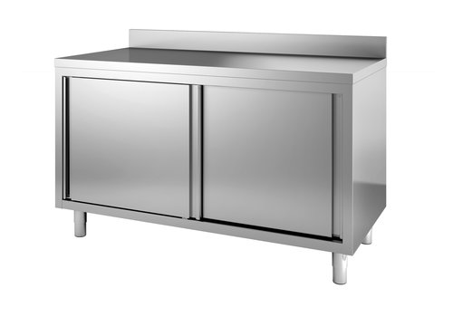  Combisteel Commode en acier inoxydable | 160x60x(H)85cm | Avec rebord anti-éclaboussures 