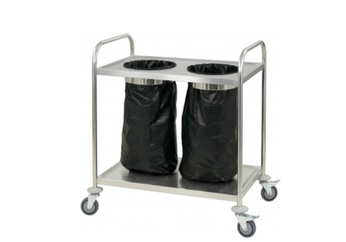  Casselin Chariot de service avec support pour poubelle | Acier inoxydable 