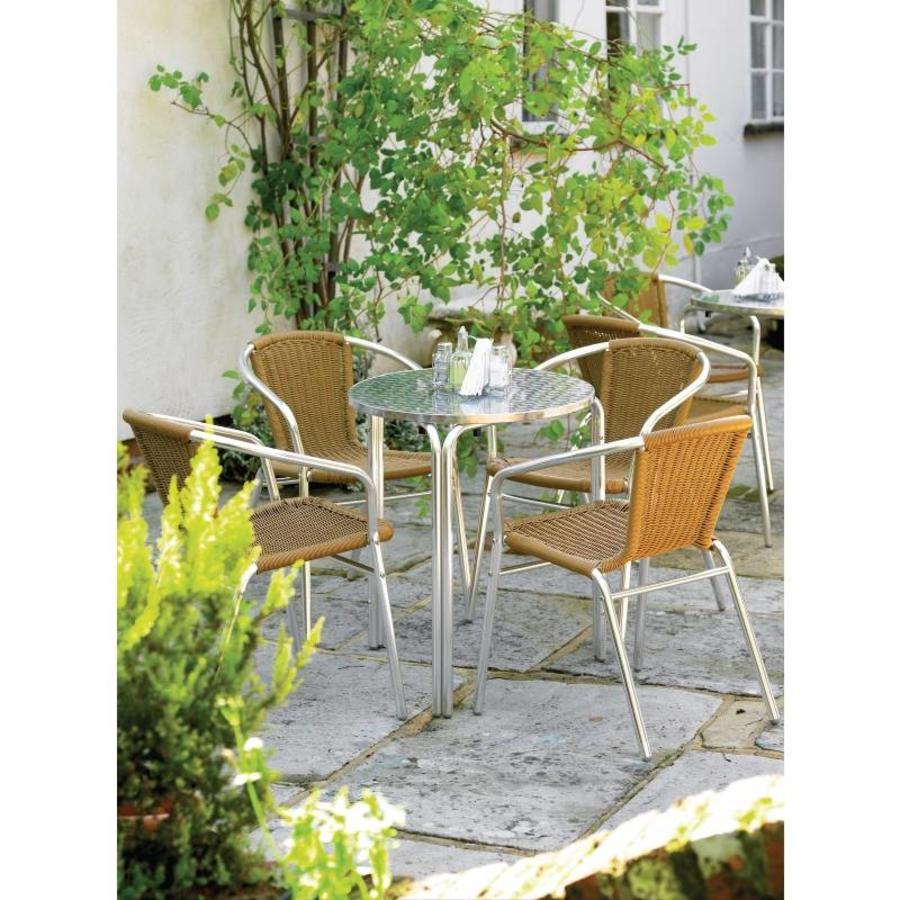 Chaise de terrasse marron clair avec accoudoirs | 4 pièces