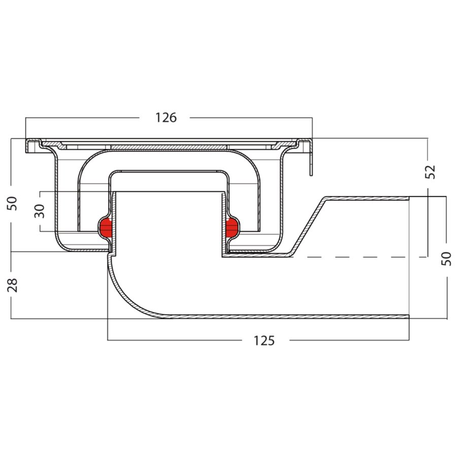 Drain brossé | acier inoxydable | 126 X 126 mm | Incl. Peau de sable