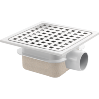 Fosse de drainage | Boîtier de puits en ABS | Grille en acier inoxydable | 150 x 150 mm | Incl. Connexion