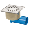 HorecaTraders Drain brossé | acier inoxydable | 126 X 126 mm | Incl. Peau de sable