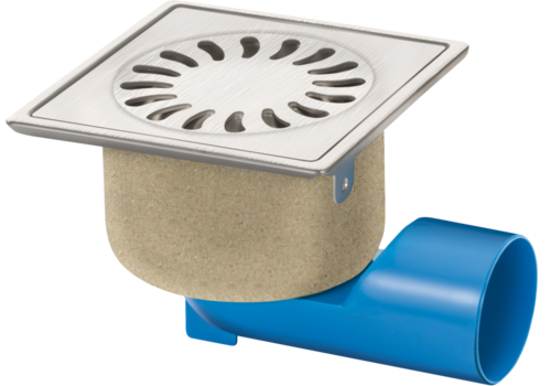  HorecaTraders Drain brossé | acier inoxydable | 126 X 126 mm | Incl. Peau de sable 