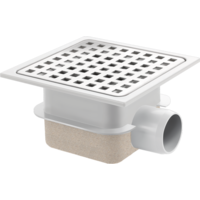 Fosse de drainage | Boîtier de puits en ABS | Grille en acier inoxydable | 150 x 150 mm | Incl. Connexion