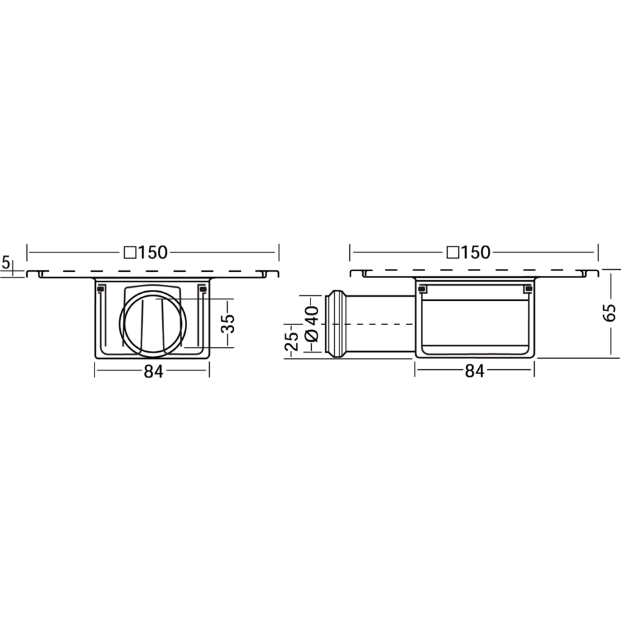 Afvoerput | RVS | 150 x 150 mm