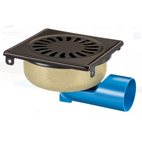  HorecaTraders Drain | Stainless steel | Sand skin | 150 x 150 mm 
