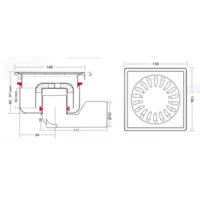 Afvoerput | RVS | Zandhuid | 150 x 150 mm