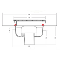 Afvoerput | RVS | Zandhuid | 146 x 146 mm