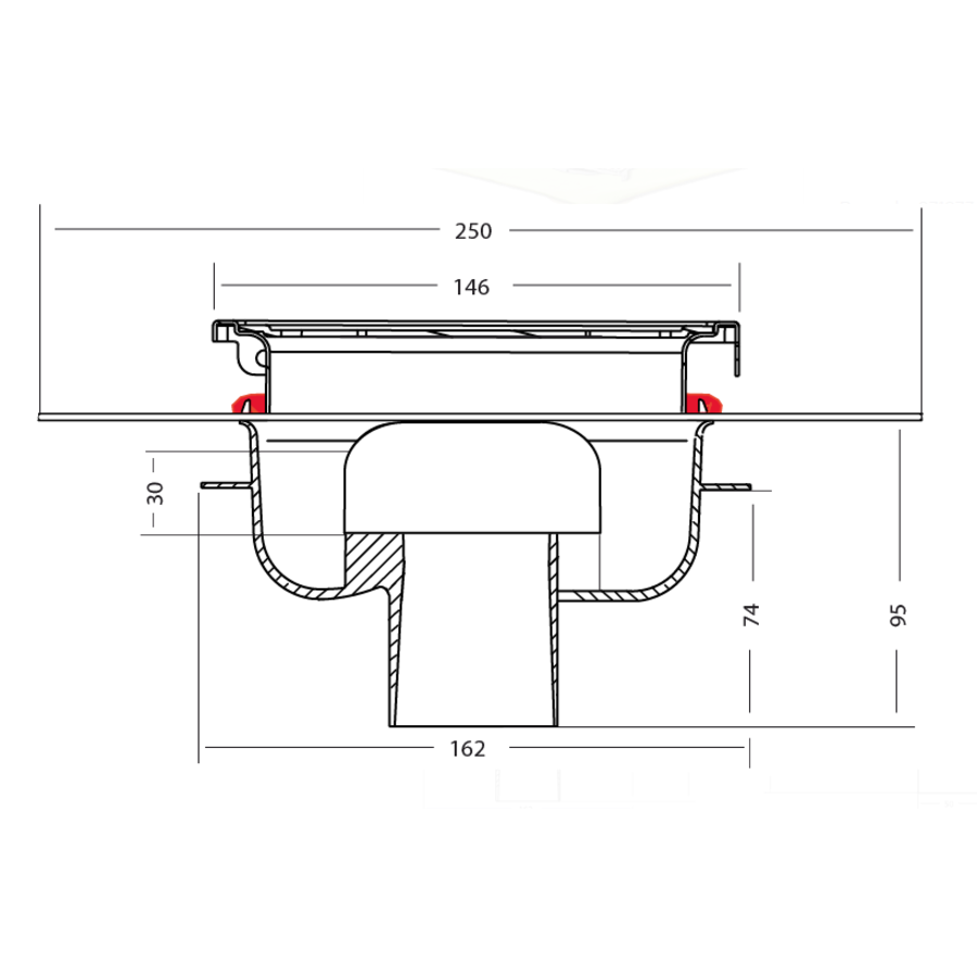 Drain well Stainless steel Sand skin 146 x 146 mm