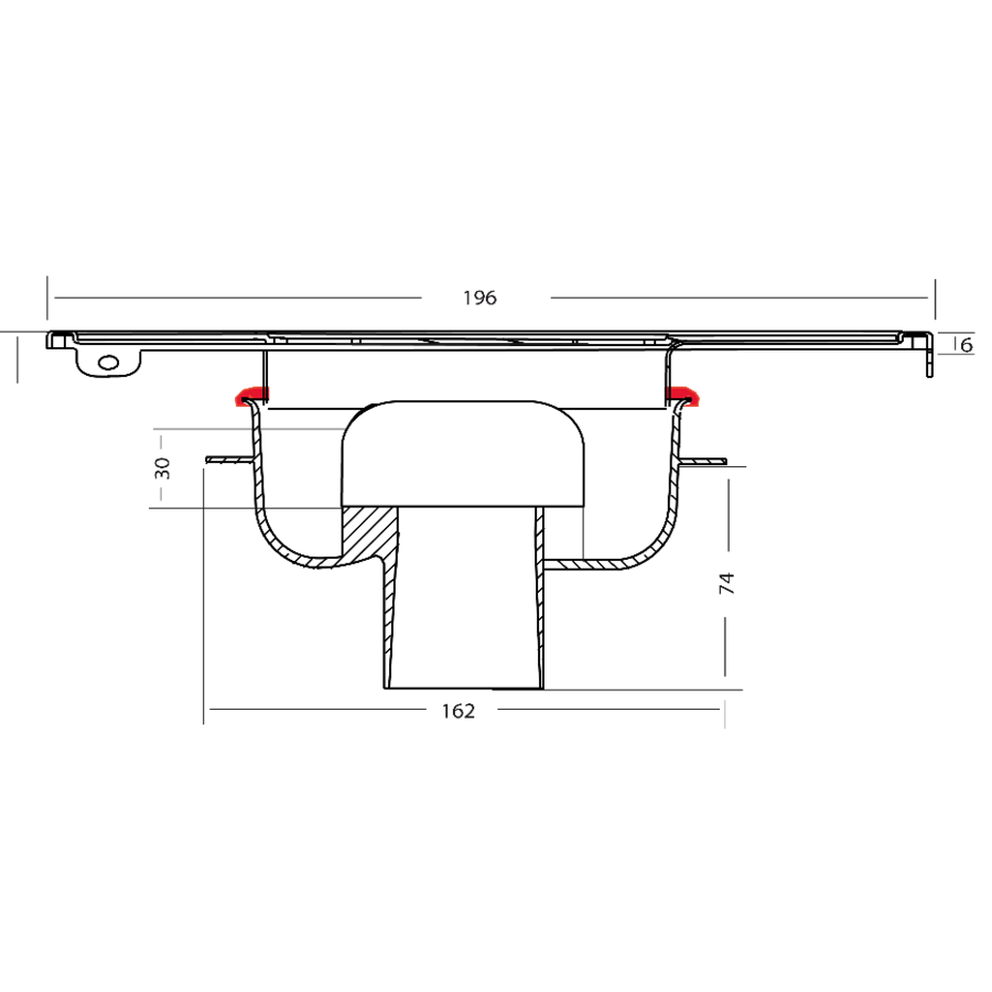 Drain well Stainless steel ABS | 196 x 196 mm