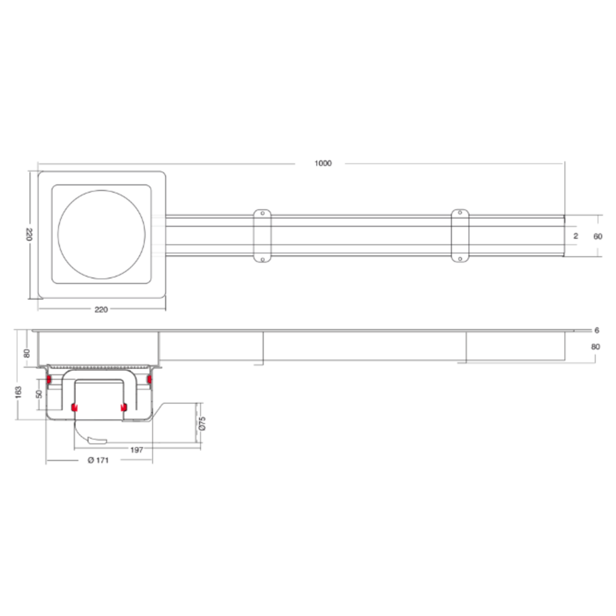Gouttière à fente d'accouplement | acier inoxydable | 1000 MM