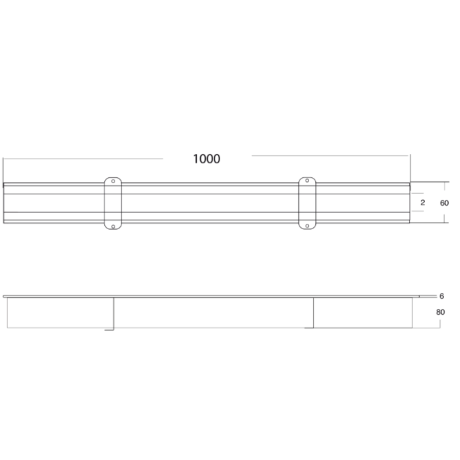 Coupling bars Slot channel | Stainless steel 85 l / min | 230 x 230 mm