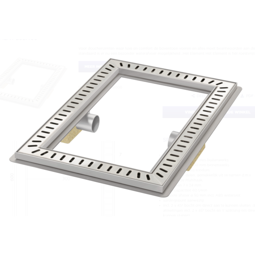  HorecaTraders Floor drain | Square | Stainless steel | 600 x 400 