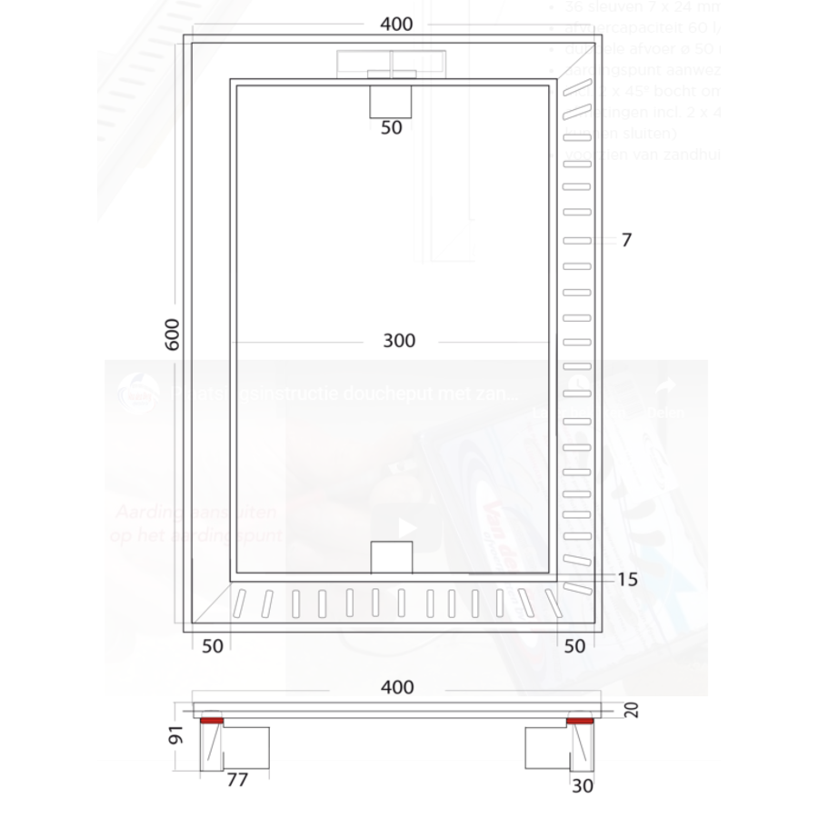 Floor drain | Square Stainless steel 600 x 400