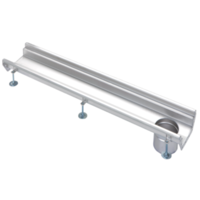 Stainless steel gutter part | dim. 500 x 200 mm | incl. exhaust | Ø 110 mm