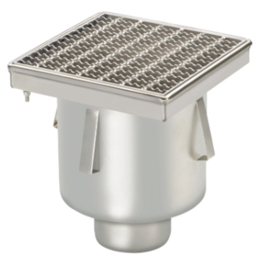 Hygienic low profile floor drains removable cup-shaped in stainless steel