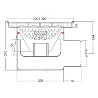 Full stainless steel drain | 100 l/min | non-slip