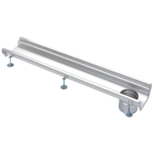  HorecaTraders Stainless steel | gutter section | dim. 1500 x 200 mm | incl. exhaust | Ø 110 mm 