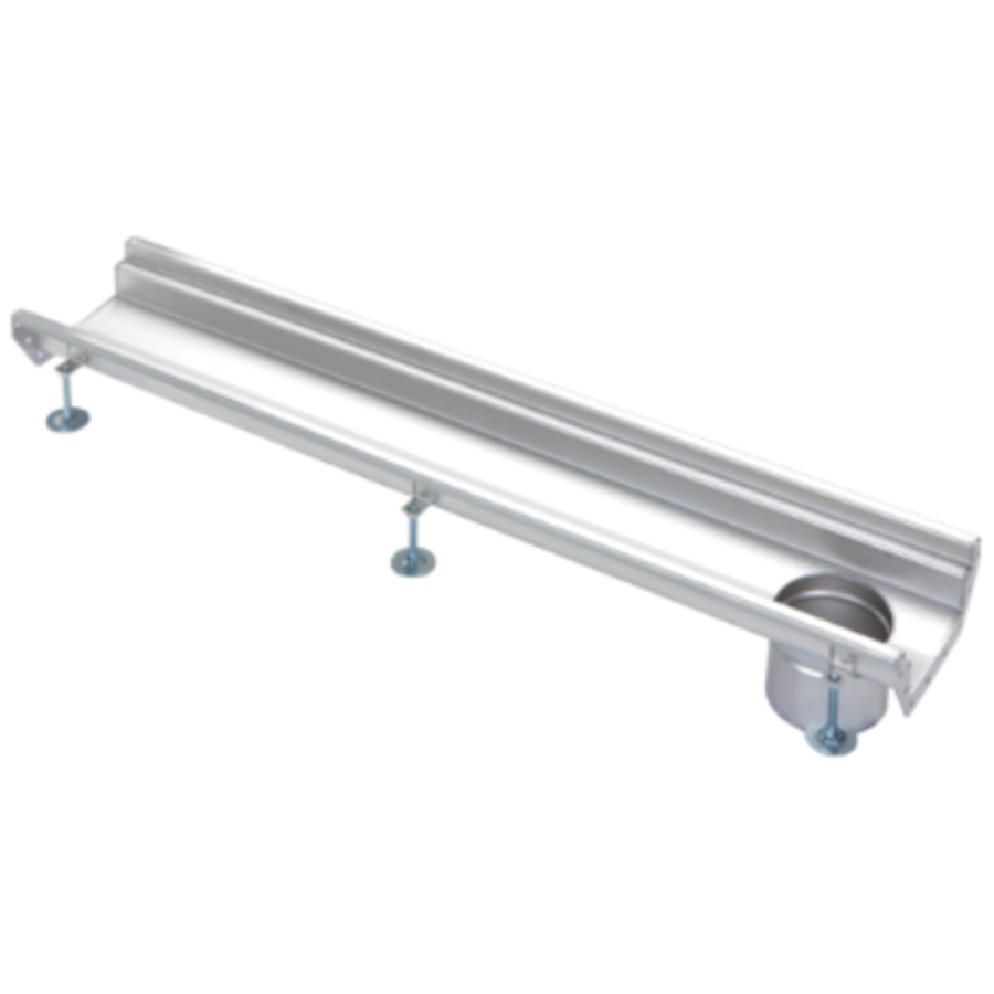 Stainless steel | gutter section | dim. 1500 x 200 mm | incl. exhaust | Ø 110 mm