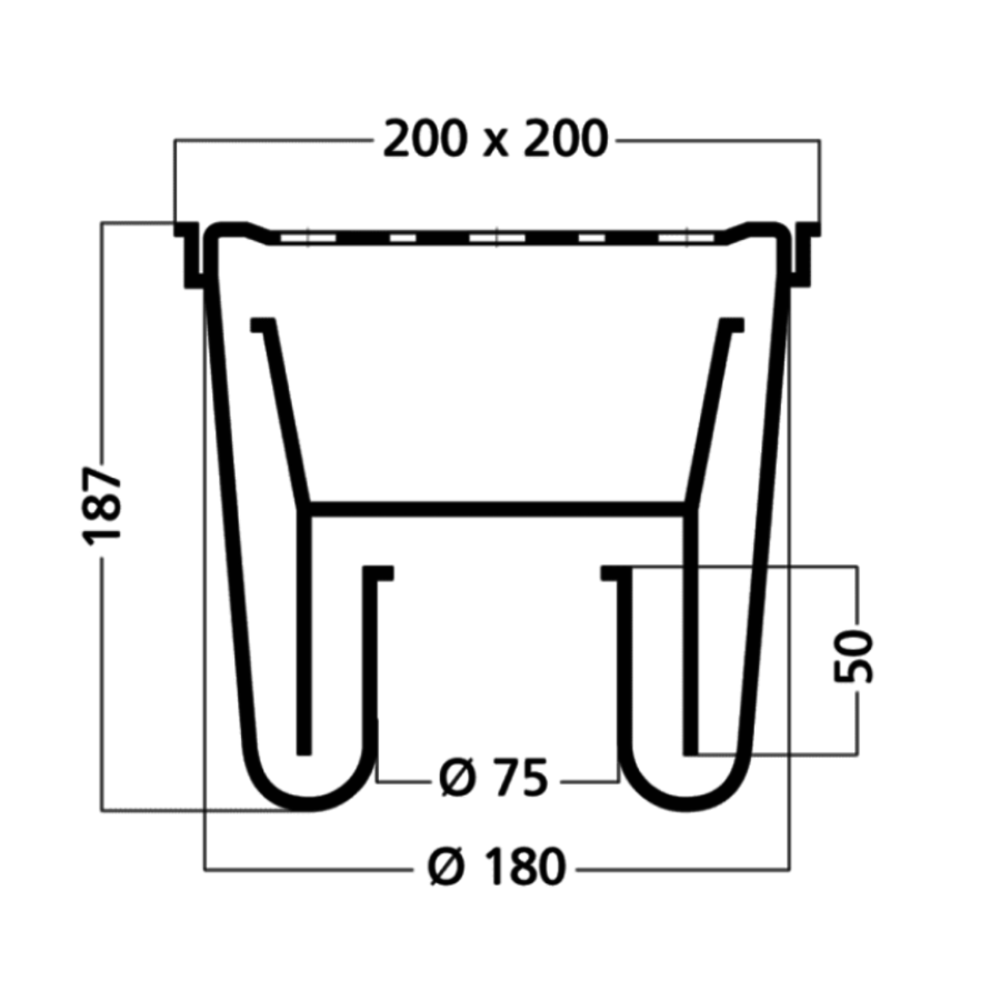 Emmer Vloer Put | ABS | 45 l/min | Geborsteld