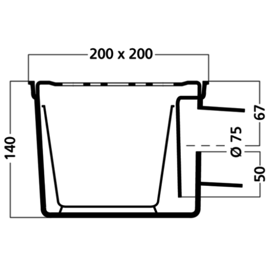 Fosse de sol à godets | ABS | 45 l/min | Carré | 19 trous de drainage