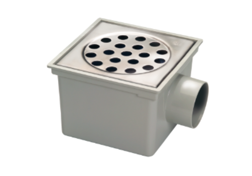  HorecaTraders Fosse de sol à godets | ABS | 45 l/min | Carré | 49 trous de drainage 