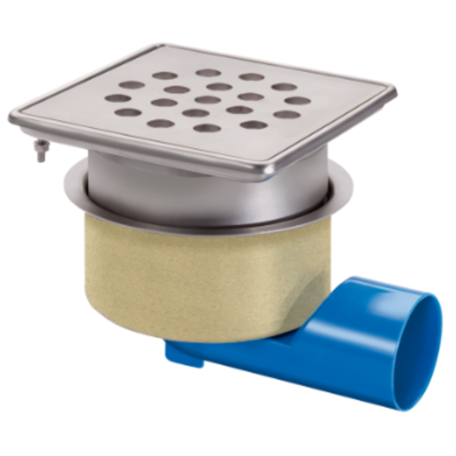 Afvoerput | RVS | 75l/min | 200 x 200 mm - Horeca Traders