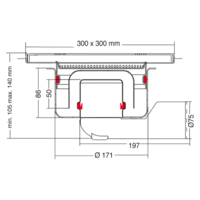 Drain | Stainless steel 75 l / min | 300 x 300 mm