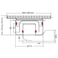 Afvoerput | RVS | 75l/min | 300 x 300 mm