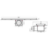 Drainage gutter | Stainless steel 30l / min | 300 x 100 mm