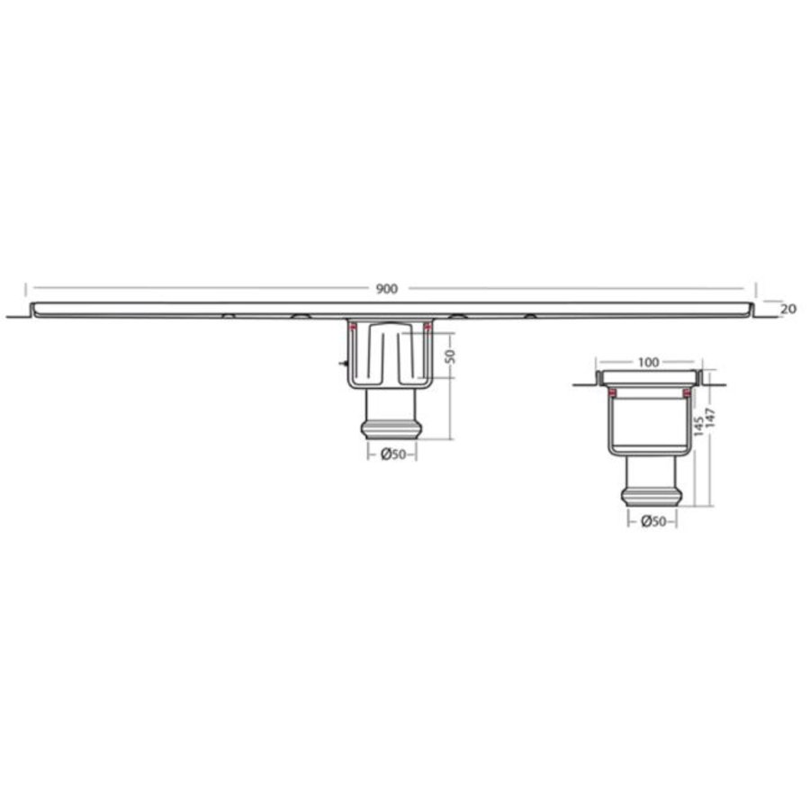 Drainer | 900 mm | sous | Conception fermée