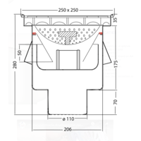 Drain | Industrial | Stainless steel | 250 x 250 mm