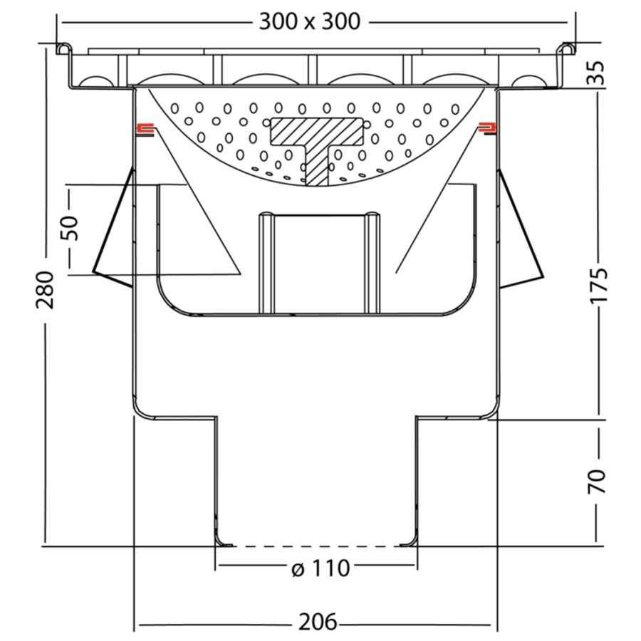 Drain well Industrial | Stainless steel 300 x 300 mm