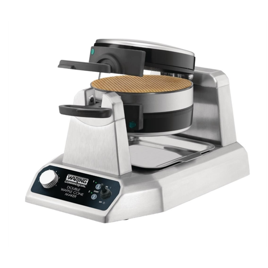 Eiswaffelmaschine aus Edelstahl | rund | Doppelt | 120 Zapfen/Stunde