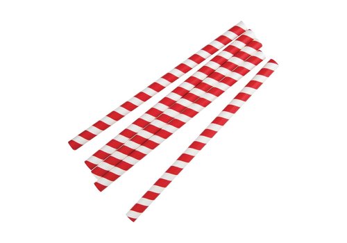  HorecaTraders Papers red / white striped smoothie straws 250 pieces 