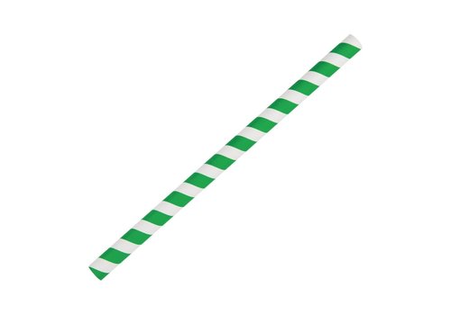  HorecaTraders Articles | Pailles à smoothie rayées vertes/blanches | 250 pièces 