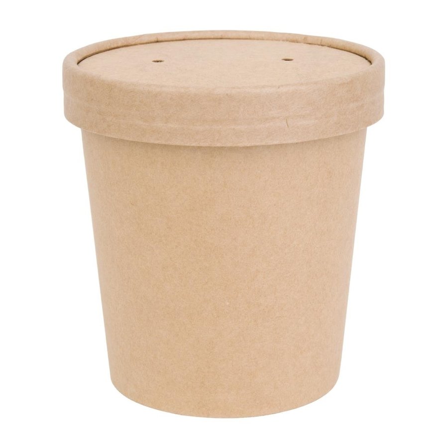 Couvercle en papier durable pour tasses à soupe | 500 pièces