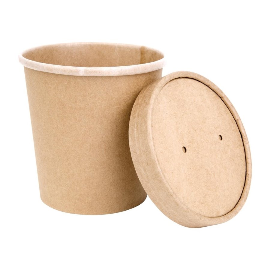 Couvercle en papier durable pour tasses à soupe | 500 pièces